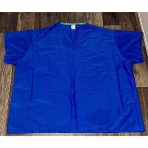 Image First  Unisex Scrubs V Neck Scrub Top Blue Unisex Size 2XL